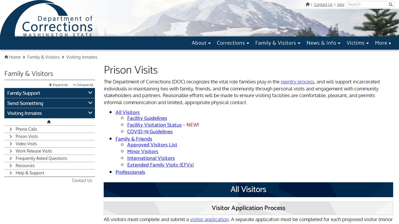 Prison Visits | Washington State Department of Corrections